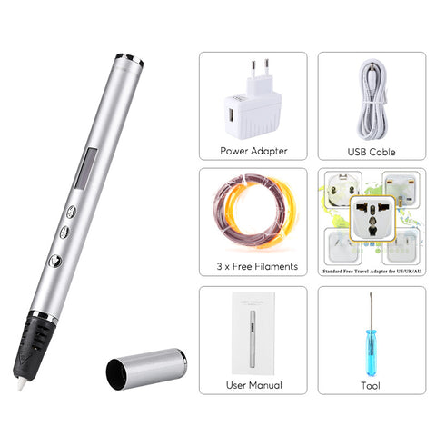 Intelligent 3D Printer Pen (Silver)