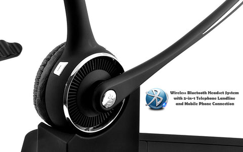 Landline + Mobile Phone Bluetooth Headset