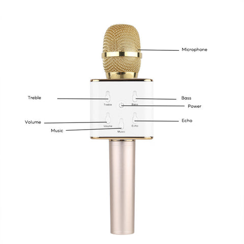 Q7 Bluetooth Karaoke Microphone (Gold)
